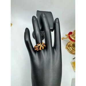 Murano Italy Glass Dome Ring Hand Made Animal Print Colors Statement Size 7.25